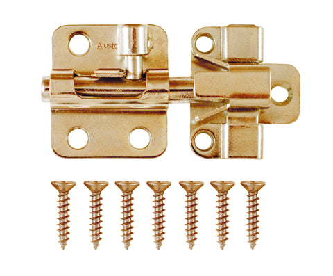 AjustLock 2 Inch Brass Tone Barrel Bolt Window Lock
